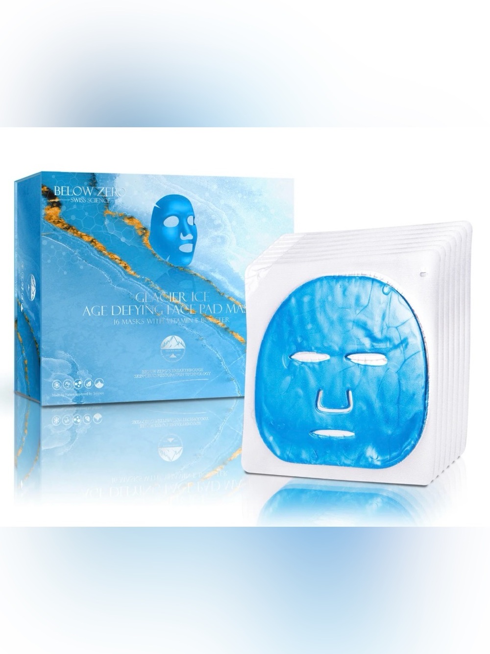 BelowZero Glacier Ice Age Defying Firming Face Mask Set of 16 Masks~Retail $6500